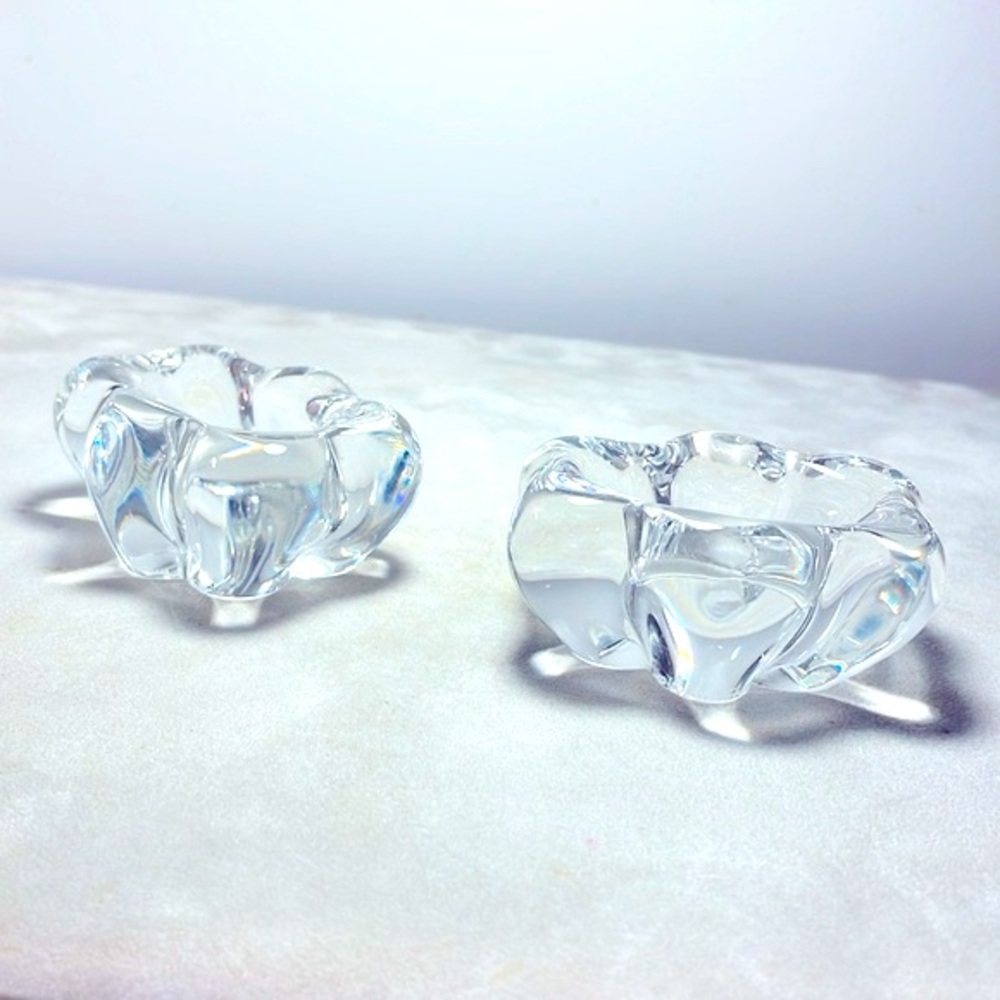 Daum France Pair of Matching Signed Crystal Salt or Caviar Cellars Like New NWOT